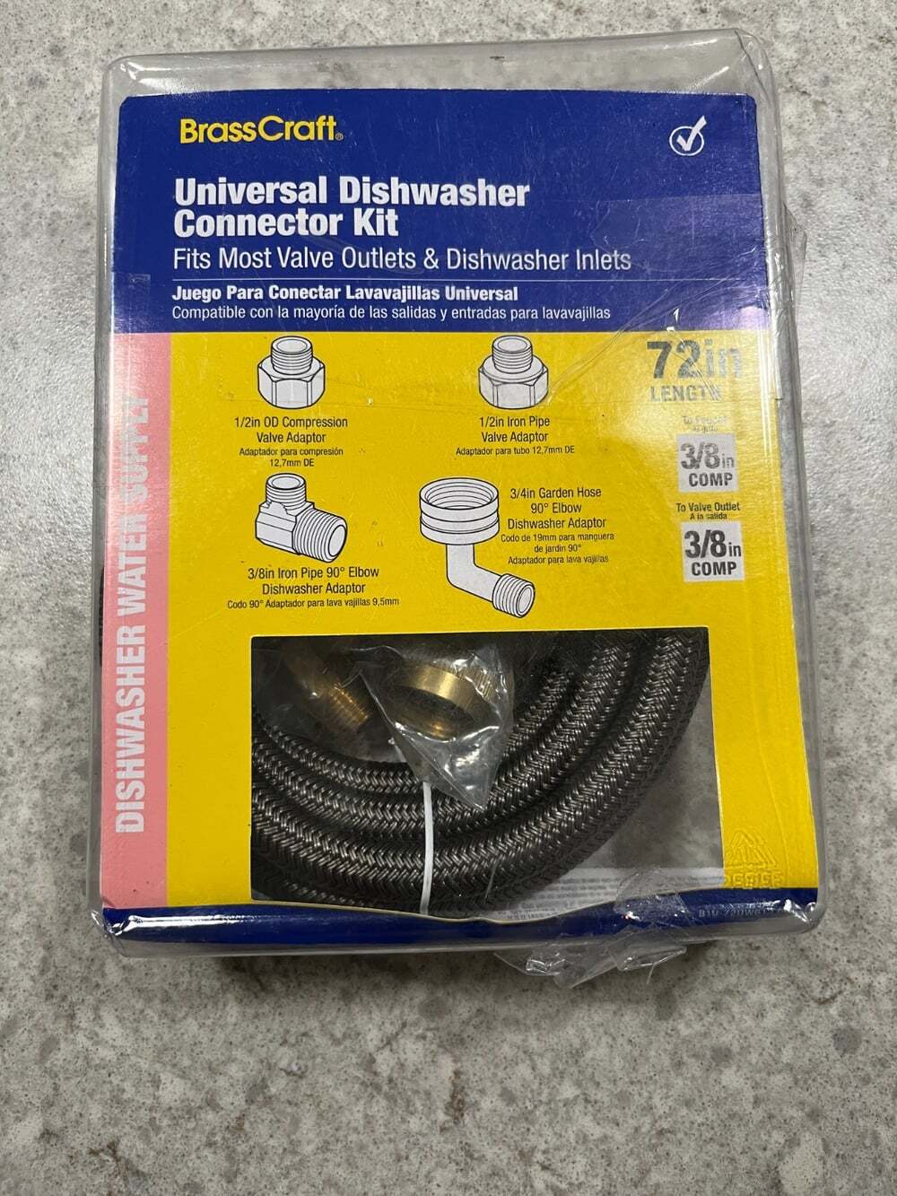BrassCraft Universal Dishwasher Connector Kit 72 in. x 3/8 in. B1U-72DW612 D